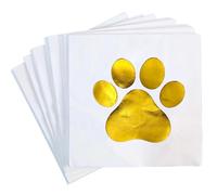 Cloverjoyed 50 Pack Gold Glitter Dog Paw Print Cocktail Napkins, 5x5 Inches, 2-Ply Paper, Perfect for Dog Parties and Gifts