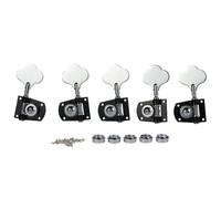 Cloverleaf Left Handed Bass Guitar Tuners Bass Tuning Machine Heads 5 String Bass Tuning Keys Pegs for American Standard/Highway One Series JB Jazz Bass/PB Precision Bass Black with Chrome 4L1R