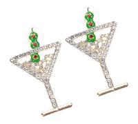 Clovers Earrings Adorned by Diamonds Wine Glass Day Symbolic Luck Geometric Earrings