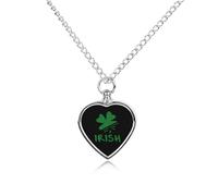 Clovers Irish St Patricks Day Custom Urn Necklace for Ashes Heart Keepsake Pendant Jewelry Memorial Cremation