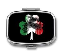 Clovers Italy Flag Travel Pill Organizer Small Square Metal Portable Medicine Case Box for Purse Pocket