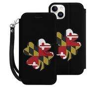 Clovers Maryland Flag Mobile Phone Front Flip Cases Compatible with iPhone 15/15 Plus/15 Pro/15 Pro Max Anti-Scratch Covers