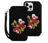 Clovers Maryland Flag Mobile Phone Front Flip Cases Compatible with iPhone 15/15 Plus/15 Pro/15 Pro Max Anti-Scratch Covers