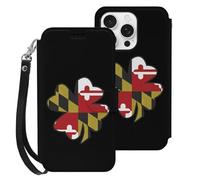 Clovers Maryland Flag Mobile Phone Front Flip Cases Compatible with iPhone 16/16 Plus/16 Pro/16 Pro Max/16 E Anti-Scratch Covers