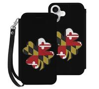 Clovers Maryland Flag Mobile Phone Front Flip Cases Compatible with iPhone 16/16 Plus/16 Pro/16 Pro Max/16 E Anti-Scratch Covers