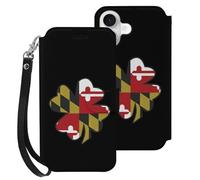 Clovers Maryland Flag Mobile Phone Front Flip Cases Compatible with iPhone 16/16 Plus/16 Pro/16 Pro Max/16 E Anti-Scratch Covers