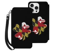 Clovers Maryland Flag Mobile Phone Front Flip Cases Compatible with iPhone 16/16 Plus/16 Pro/16 Pro Max/16 E Anti-Scratch Covers