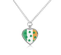 Clovers on The Irish Flag Custom Urn Necklace for Ashes Heart Keepsake Pendant Jewelry Memorial Cremation
