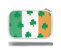 Clovers on The Irish Flag Pencil Case Holder Pouch Stationery Pen Bag PU Leather Organizer