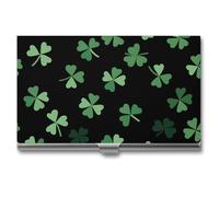 Clovers St. Patrick's Day Shamrocks Business Card Wallet Credit Card Holder Metal Square Small Pocket Purse
