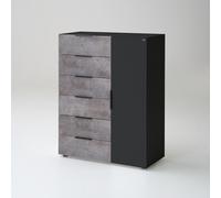 clovis 6 drawers chests in lave front and carcase with concrete