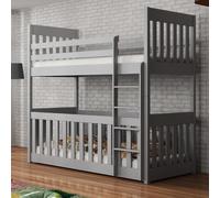 clovis wooden bunk bed without mattress in grey