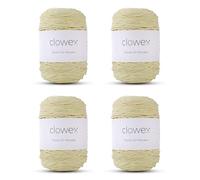 Clowex Polyester Soft Macrame Cord 2.5-3mm, 191 Yards x 1/9 inc Turkish Polyester Rope, Braided Macrame Yarn for DIY Crafts, Plant Hanger, Wall Hanging, Macrame Bag (1256-Light Yellow, 4 Balls)