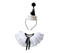 Clown Accessory Set, Ruffle Collar Headband, White
