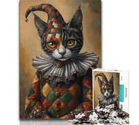 Clown Cat 1000 Piece Jigsaw Puzzle for Adults And Teenagers,Fun Games Every Piece Is Unique - Challenging Family Fun Game (38x26cm)