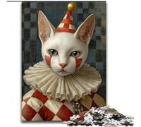 Clown Cat 1000 Piece Jigsaw Puzzles, Educational Games Home Decoration Deal As Gifts for The Whole Family (size 26x38cm)