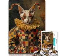 Clown Cat 1000 Piece Jigsaw Puzzles for Adults & Teens,Educational Game Challenge Toy Wall Decoration Unique Birthday And Xmas Gifts 38x52cm