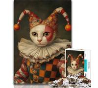 Clown Cat 1000 Piece Jigsaw Puzzles for Teenagers Gifts,Pattern Assembly Fun at Home Activities,Birthday Present,Travel Gifts (38x26cm)