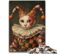 Clown Cat Jigsaw Puzzles for Adults 1000,Learning Educational Toys Family Games with Matching Poster And Trivia Sheet (50x75cm)