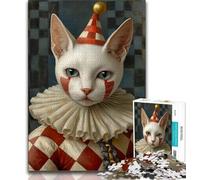 Clown Cat Puzzles 1000 Pieces for Teenagers,Help The Brain Exercise Addictive Toys to Cultivate Patience Unique Challenge Game (50x75cm)