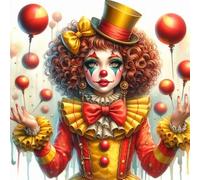 Clown Circus DIY Gem Art Round Full Drill Dimond Art Paintings for Home 40x40cm