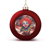 Clown Circus Show Christmas Ball Ornaments - Red Shatterproof Plastic Vintage Rustic Xmas Tree Decorations Pendant for Family Holiday Wedding Party Xmas Hanging Decoration