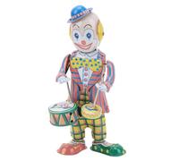 Clown Doll, Table Clown Tinplate Wind Up Figure Drumming Doll, Decorative Figurine, for Halloween Decoration Gifts, Home Office, Table Desk Top Decor