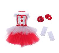 Clown Dress for Girls,Halloween Creepy Circus Girl Dress Set | Mesh Outfit with Princess for 3-11 Years Old Kids Toddler Birthday Halloween Christmas