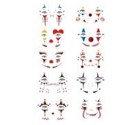 Clown Face Stickers Waterproof Masquerade Cosplay Props | Dress Up Makeup Stickers for Kids Teens Adults Party Gatherings Themed Event School Plays Carnival Concerts Masquerade