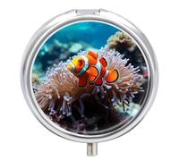 Clown Fish Pill Box Round Portable Small Pill Case Waterproof Travel Pill Box Organizer for Pocket Purse and Daily Convenience