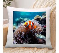 Clown Fish Pillowcase Linen for Home Use, Soft Comfortable Pillow Cover with Invisible Zipper, Breathable Pillow Cases 45x45cm for Luxury Hotel, Living Room, Bedroom