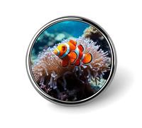 Clown Fish Round Badge Cute Enamel Lapel Pin Brooches Button Pin Personalized Clothing Decoration Unisex Badge Holder Hats Bags Shirts Decor