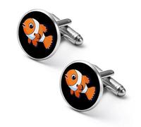 Clown Fish Shirt Cufflinks Round Cuff Links for Business Wedding Party Father's Day Gift 2.0cm