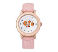 Clown Fish Womens Elegant Watch Analogue Quartz Watch Leather Band Wristwatch