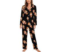 Clown Fish Women's Long Sleeve Button Down Sleepwear Soft Nightwear Lounge Pajamas Set M