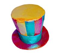 Clown Hat with Rainbow Stripes - Crazy Top Hat for Adults, Crazy Costume Accessory for Halloween, Versatile Headwear: Carnival, Festivals, Parties, Cosplay | Novelty Hat for Circus