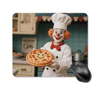 Clown Holding Pizza Mouse Pad Square Laptop Mouse Mat Cute Computer Mousepad Keyboard Pad Non-Slip Desk Pads for Gaming Office Work Home 25 * 30cm
