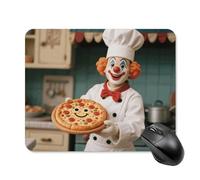 Clown Holding Pizza Mouse Pad Square Laptop Mouse Mat Cute Computer Mousepad Keyboard Pad Non-Slip Desk Pads for Gaming Office Work Home 20 * 25cm