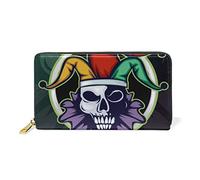 Clown Joker Skeleton Skull Wallet Real Leather Purse Credit Card Holder for Women Phone Girl