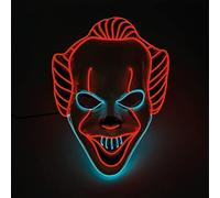 Clown® LED Mask | Rigid Plastic Neon Mask | 3 Light Modes | For Costume Parties, Halloween, Cosplay, Carnival | Killer Adult Clown Disguise | OriginalCorner®