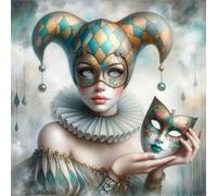 Clown Mask DIY Diamond Art Round Full Drill 40x40cm (A) (V8137)