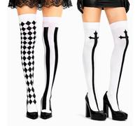 Clown Nuns Party Stockings Women's Black White Striped & Black 66 cm | Carnival & Halloween, Harlequin Design, Costume Accessories, Theme Party