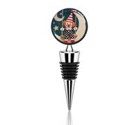 Clown on Crescent Swing Wine Bottle Stopper Decorative Vacuum Silicone Wine Stopper with Beautiful Art Glass Reusable Beverage Bottle Sealer Keeps Fresh