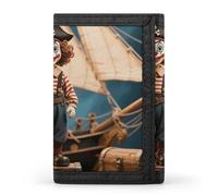 Clown on The Treasure Chest Trifold Wallet Front Pocket Coin Purse - Slim Credit Card Holder for Men & Women, Clown on the Treasure Chest, One Size, Classic