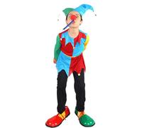 Clown Outfit for Boys Role Play Performance Medieval Court Carnival Costume Complete Set with Hat Jester Attire Fancy Dress for Age 3 To 13