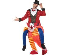 Clown Piggy Back Circus Deluxe Mascot With False Legs Adults Fancy Dress