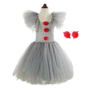 Clown Princess Girls Dress - Halloween Costume Colorful Cosplay Outfit For Kids | Carnival Circus Party Dress Festive Girls Costume For Photography Events Birthday Parade School Performance