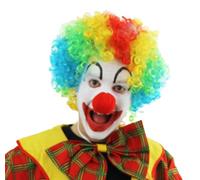 CLOWN SET FANCY DRESS COSTUME KIT MULTI COLOURED AFRO WIG + FACEPAINT SET + RED NOSE