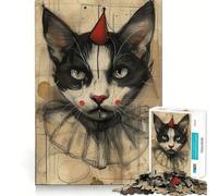 Clown The Kat Jigsaw Puzzle 1000 Piece for Adults Logic Exercise Stress Less Family Activity Nice Decor (38x26cm)