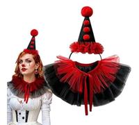 Clown Vintage Style Ruffle Collar Hairband with Ruffle Collar | Clown Party Hat Headband for Girls Carnival Accessories Christmas Fancy Dress Party Masquerade Costume Party Mas